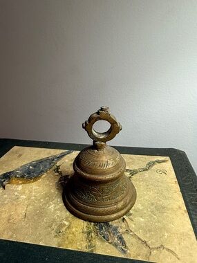 Antique-Style Decorative Brass Bell in Patina